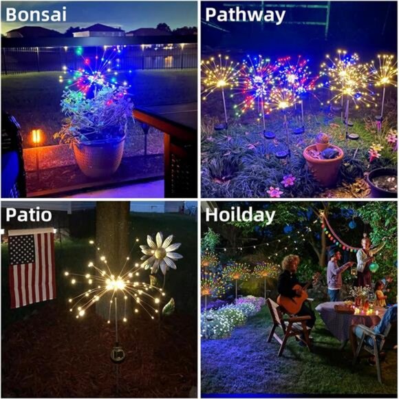 4 PCS Solar Firework Light, Outdoor Solar Garden Decorative Lights 120 LED - Picture 6 of 7